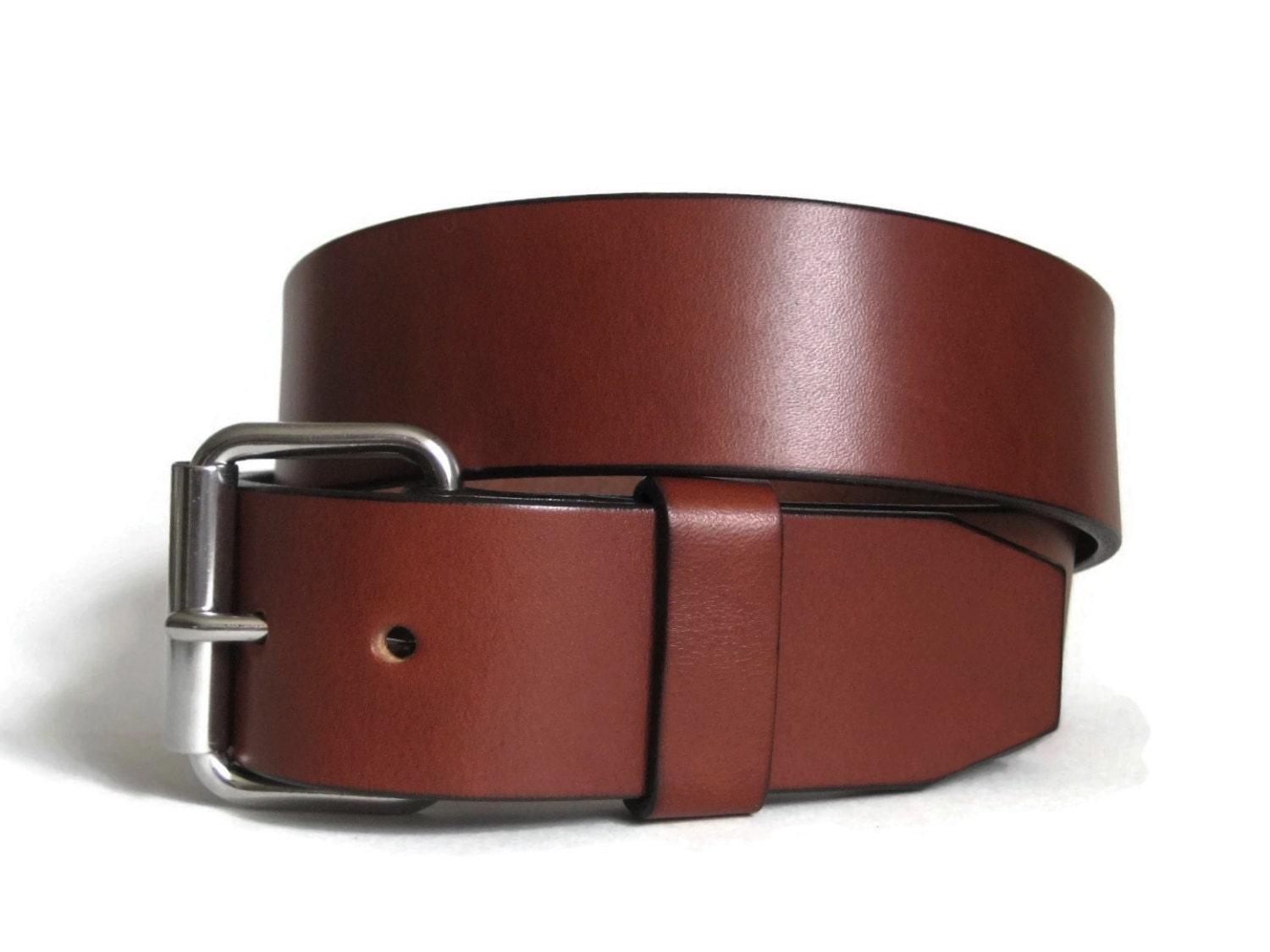 Mens Whiskey Brown Full Grain Bridle Leather Belt Thick