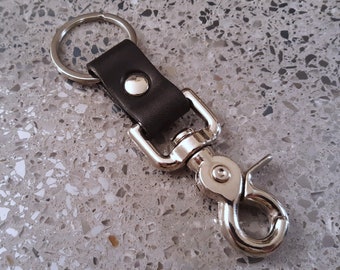 Heavy Duty Trigger Snap Key Clip Key Ring Black Leather Keychain Bag Key Clip Belt Loop Clip Handmade Angel Leather Key Clip
