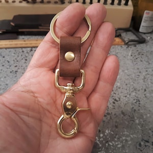 Heavy Duty Solid Brass Trigger Snap Key Clip Key Ring Brown