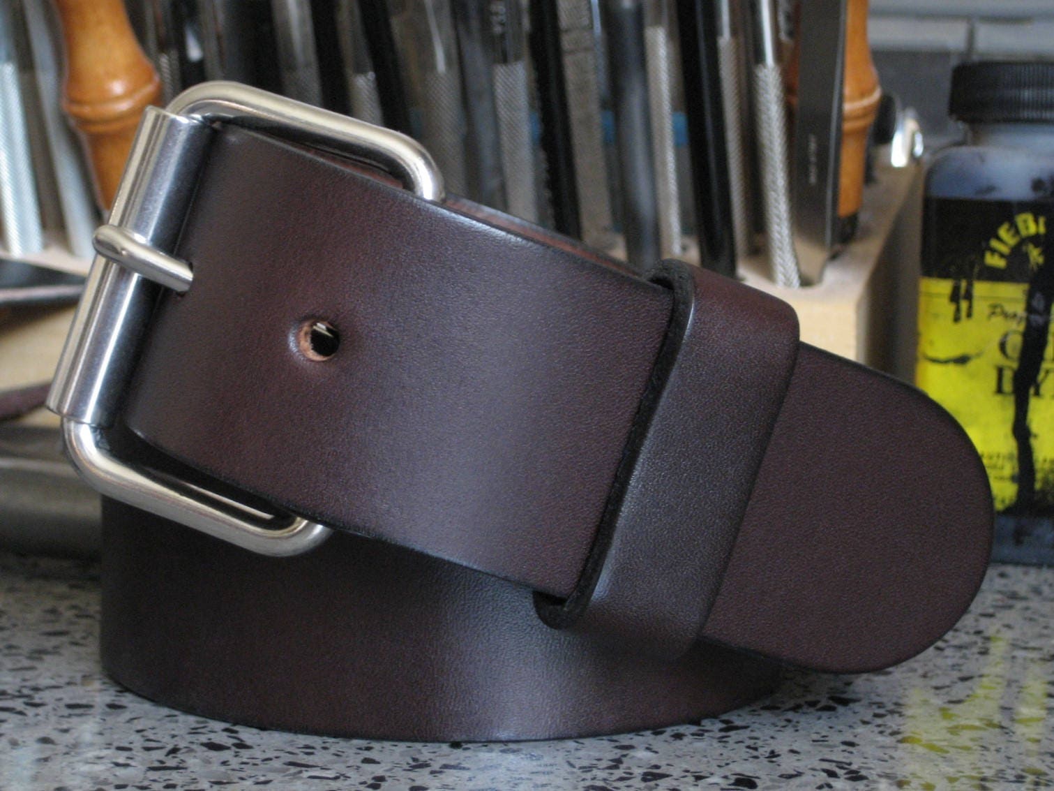 Mens Leather Belt Thick Leather Belt Dark Brown Full Grain Etsy