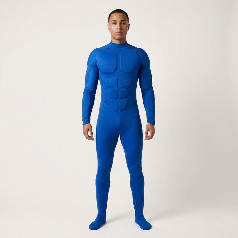 Blue Superhero Muscle Suit Understructure for Cosplay Armor, Padded Men ...