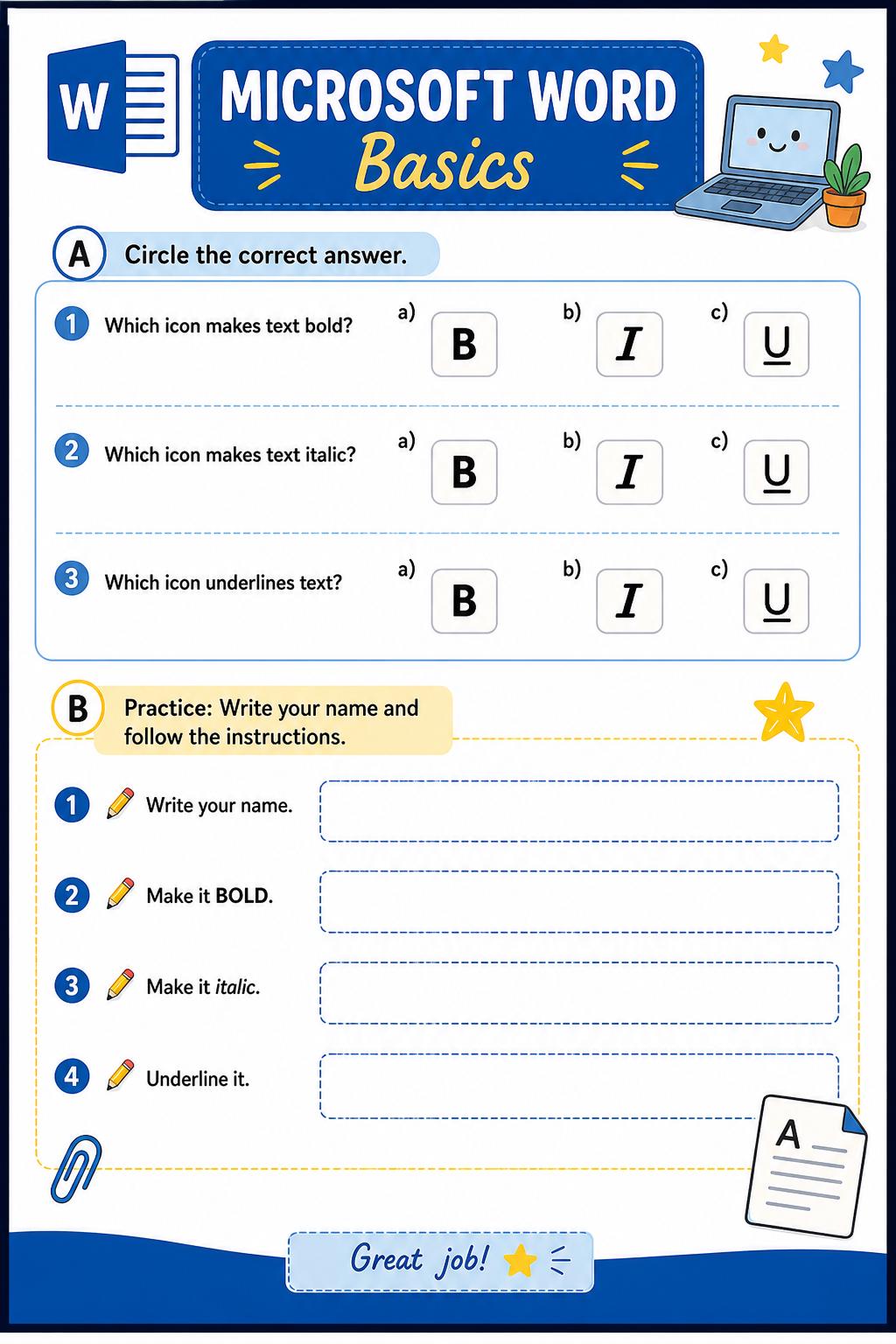 Computer Skills Worksheets for Kids | Printable Digital Activities ...