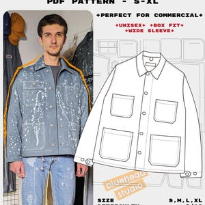 Work Jacket Sewing Pattern | Unisex & Cropped | Military Inspired (Digital Download)