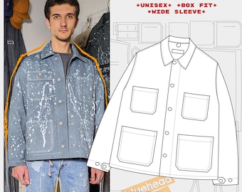 Patrón de costura para chaqueta de trabajo / Unisex y corta / Inspirada en el ámbito militar (Descarga digital)