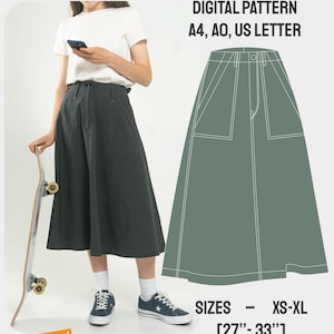 Fatigue Skirt Sewing Pattern | Military Workwear A-line Skirt PDF | Digital Download