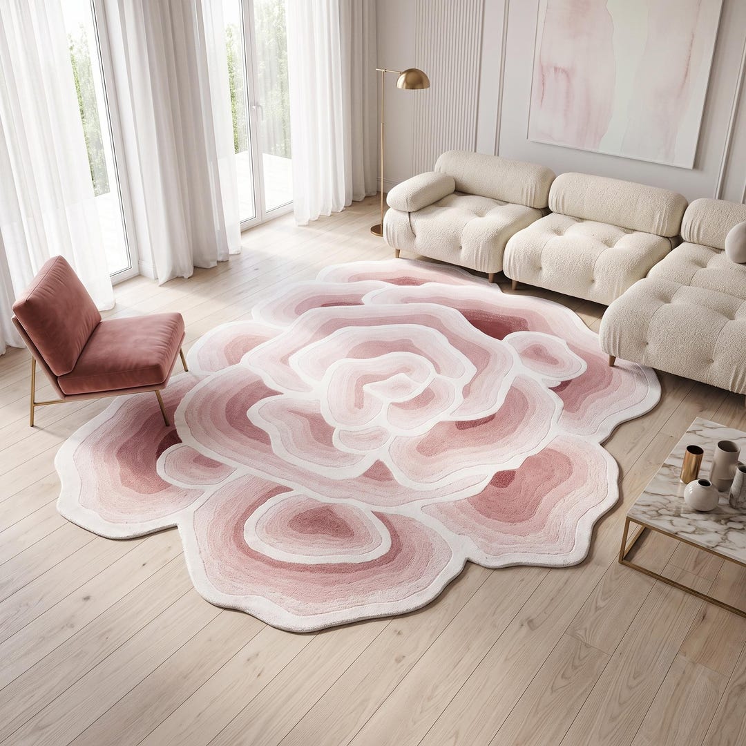 Rose Shaped Hand Tufted Wool Modern Area Rug - Etsy