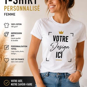 Personalized women's t-shirt with photo, logo, or text image 2