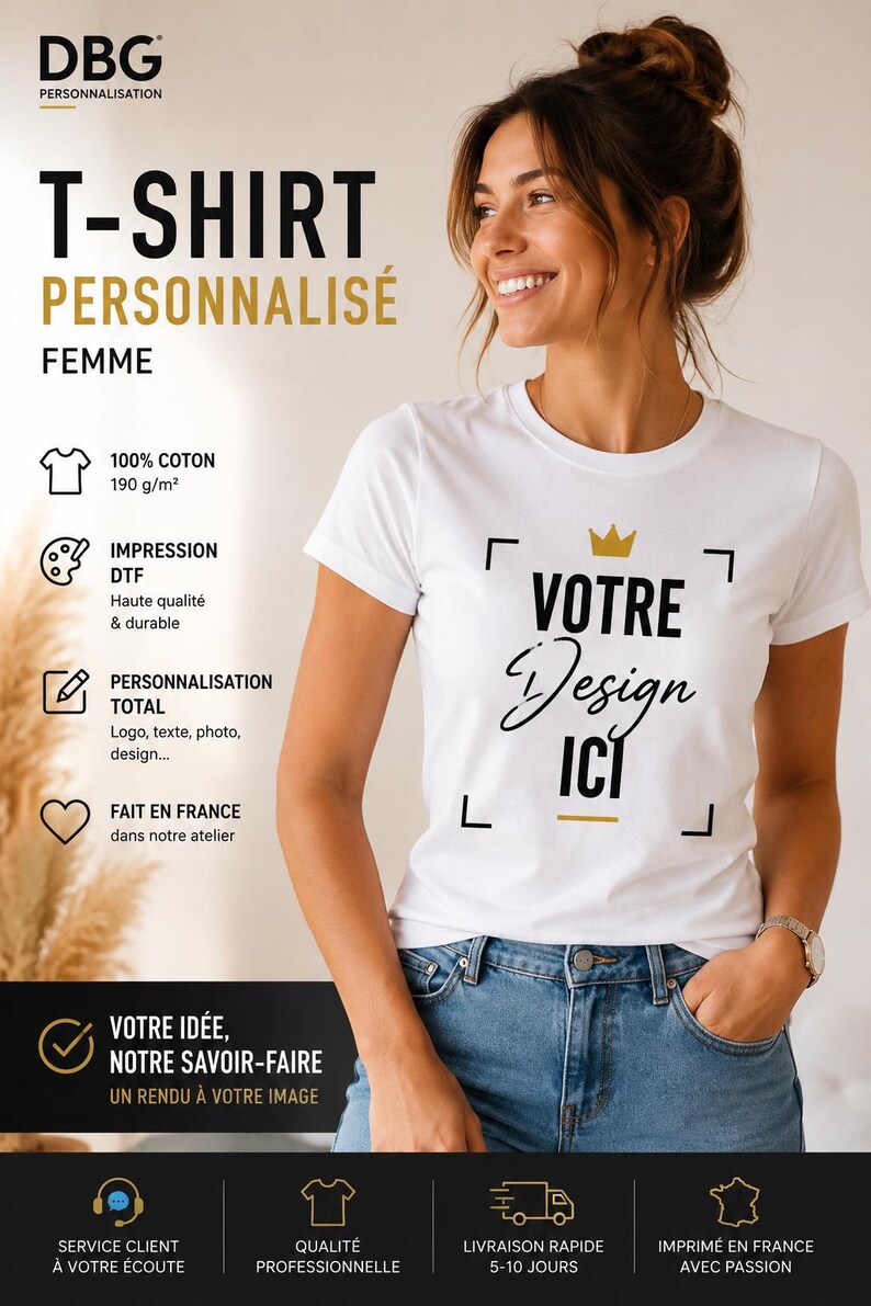 Personalized women's t-shirt with photo, logo, or text image 2