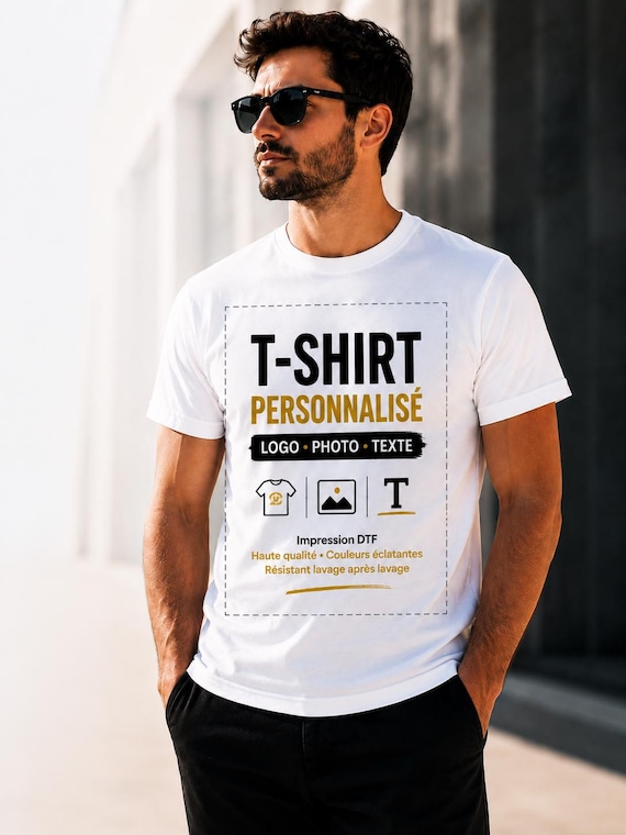 Tshirt personnalisé unisexe Photo logo ou texte