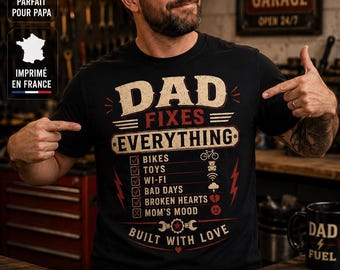 Camiseta DIY para papá - Papá lo arregla todo - Regalo original para papá - Regalo del Día del Padre - Regalo de cumpleaños - Camiseta vintage para hombre