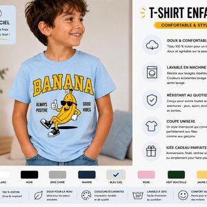 Lustiges Bananen-T-Shirt für Kinder – Geschenk für Mädchen und Jungen – Premium-Baumwolle – Geburtstag Bleu ciel