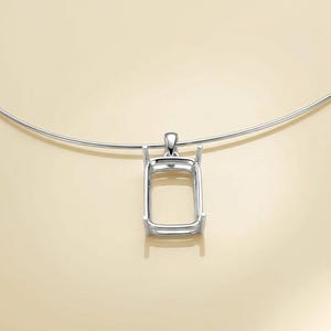 Ciondolo taglio smeraldo in argento sterling, montatura rettangolare in argento 925, materiale per la creazione di gioielli fai da te