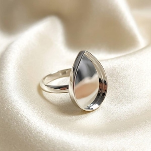 925 Sterling Silber Rohling Spannhülse 6 x 4 mm 13 x 18 mm ovale Form Edelstein Lünette Schale Rohling Ringherstellung, DIY Schmuckzubehör,
