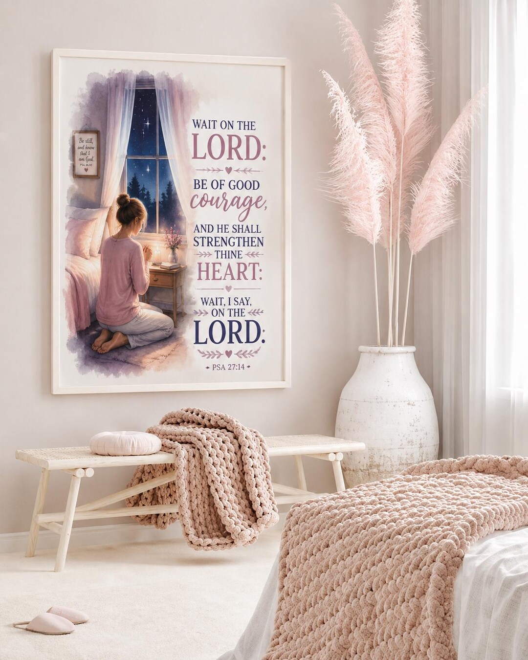 Psalm 27:14 Christian Wall Art Printable, Wait on the Lord Bible Verse ...