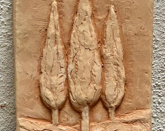 Mattonella in Terracotta con Cipressi
