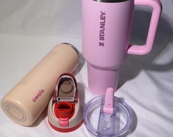 Owala 24 oz FreeSip Bottle + Stanley 40 oz Quencher ProTour Flip Straw Tumbler, Leak-Proof Insulated Set for Gym School Travel