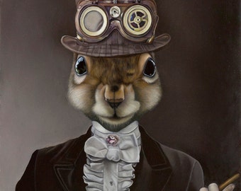 Greeting cards: Package of three - Sophisticated Squirrel Steam Punk. Pop Surrealism. Animal Art