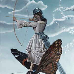 Cartes de vœux: Paquet de trois - Cupidon et Psyche Squirrel. Pop Surréalisme Animal Art
