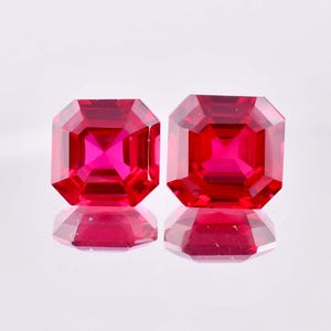 1 Paar natürliche makellose Mosambik Taubenblut Rot Rubin Asscher Cut Lose Edelstein zertifiziert, AAA + Top Qualität Rubin, Ring & Schmuck machen