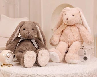 Handmade Personalized Easter Bunny Plush, Long Ears Stuffed Animal, Nursery Decor Toy
