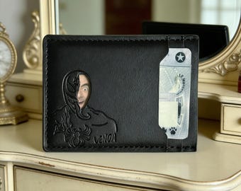 Men's Personalized Hero Leather Wallet, Unique Gift for Him, Ideal for Anniversary, Birthday, Father's Day, Husband and Boyfriend