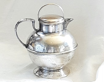 Vintage Milk Pot / Creamer * Nickle Silver * Made in USA * B R S * Apollo * Numbered 3708 * Lid included * Bulbous Body * 1920s est era