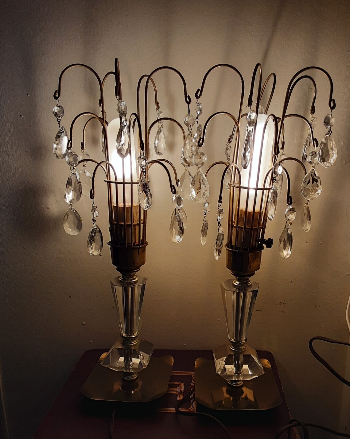 Vintage Waterfall Lamp/Lamps 2 Included Lucite Front Etsy