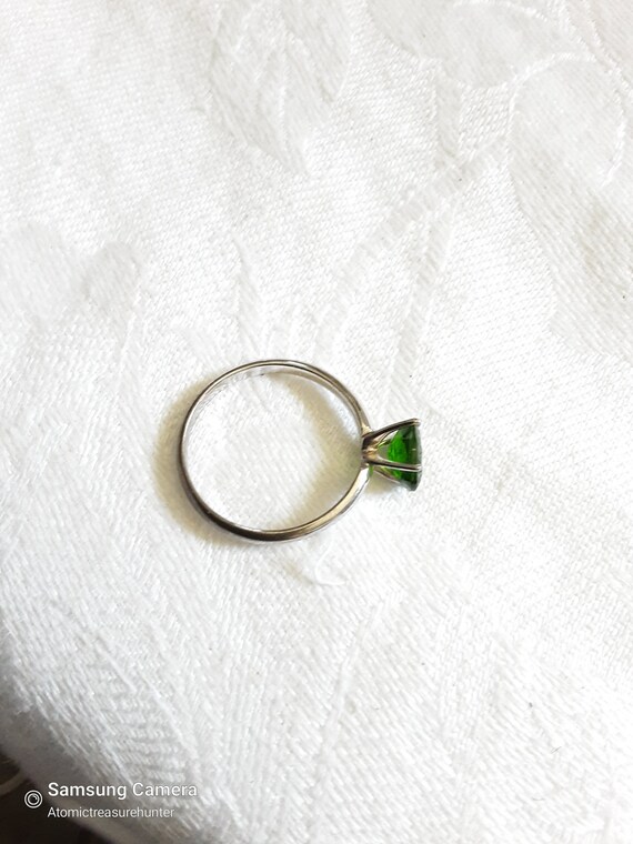 Vintage Solitaire Peridot Sterling Silver Ring * … - image 3