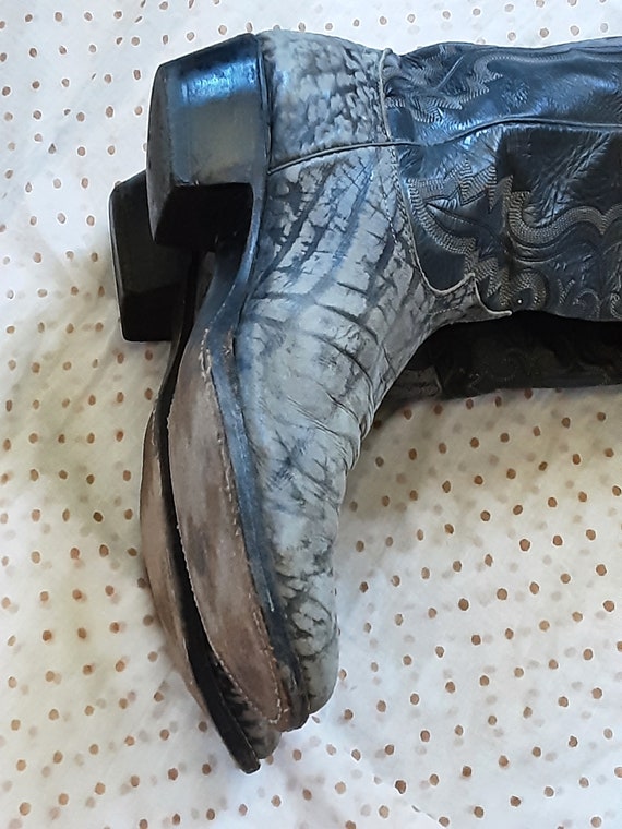 Vintage Justin Cowboy Boots ~ 2 tone Gray Leather… - image 3