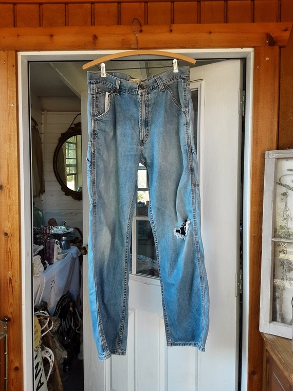 Vintage Carpenter Distressed MENS Levi Jeans ~ Zip