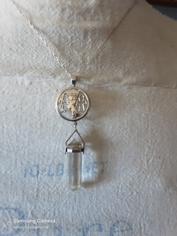 Vintage Sterling Silver Chain * Quartz Crystal Pen