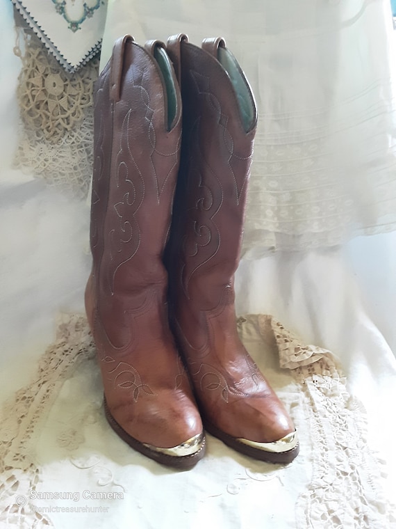 Vintage Stacked Heel Acme Cowboy Boots * Women's … - image 8