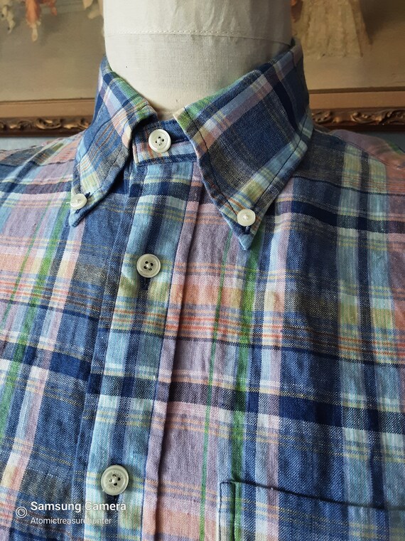 Vintage Button Down Mens Shirt * Irish Linen * Br… - image 7