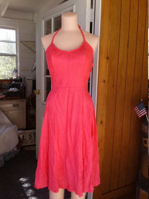 70s Pink Terrycloth Dress Medium 1970s Tank Sleeveless