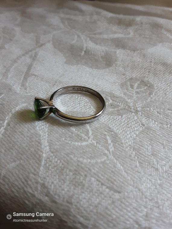 Vintage Solitaire Peridot Sterling Silver Ring * … - image 6