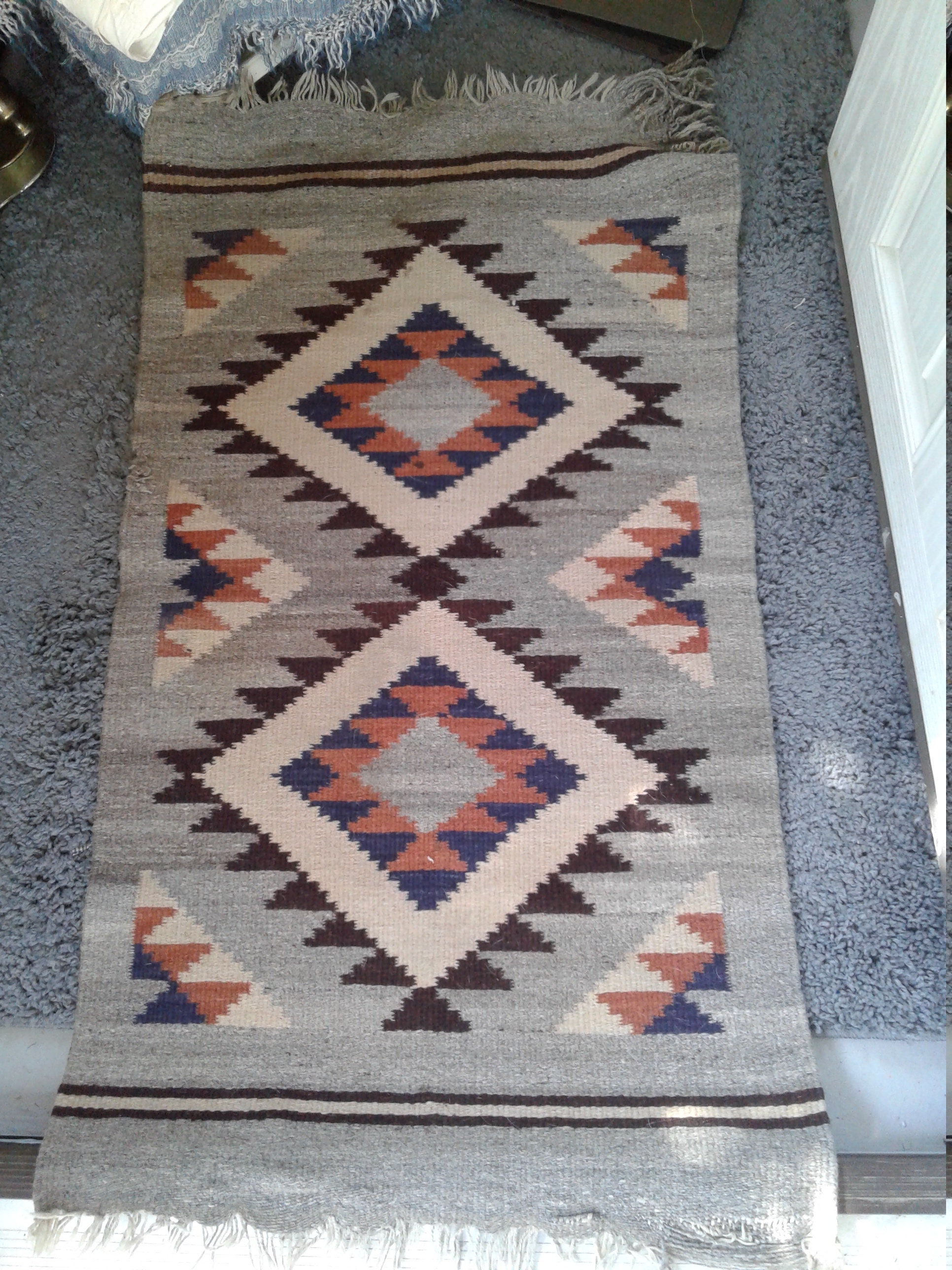 Vintage Ranch Rug Cabin Decor Woven Texture Vintage Native Etsy