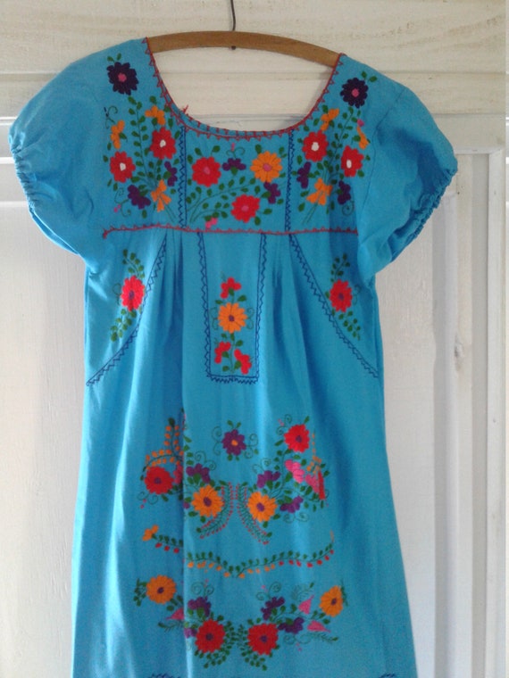 Vintage Colorful Embroidered Dress ~ Multi Color F