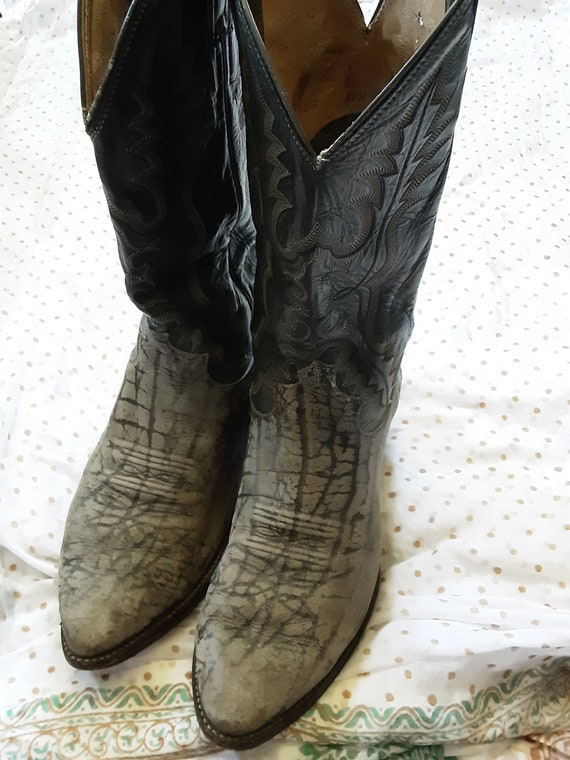 Vintage Justin Cowboy Boots ~ 2 tone Gray Leather… - image 8