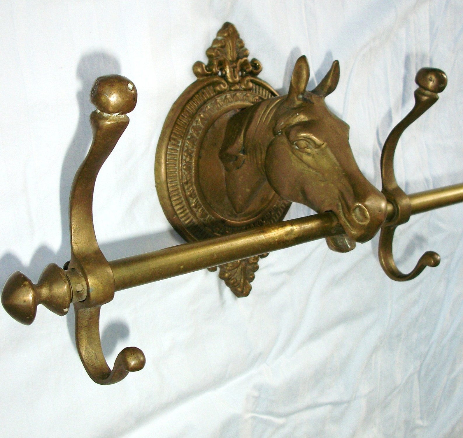 Vintage Brass HORSE Head Coat Hat Rack Etsy