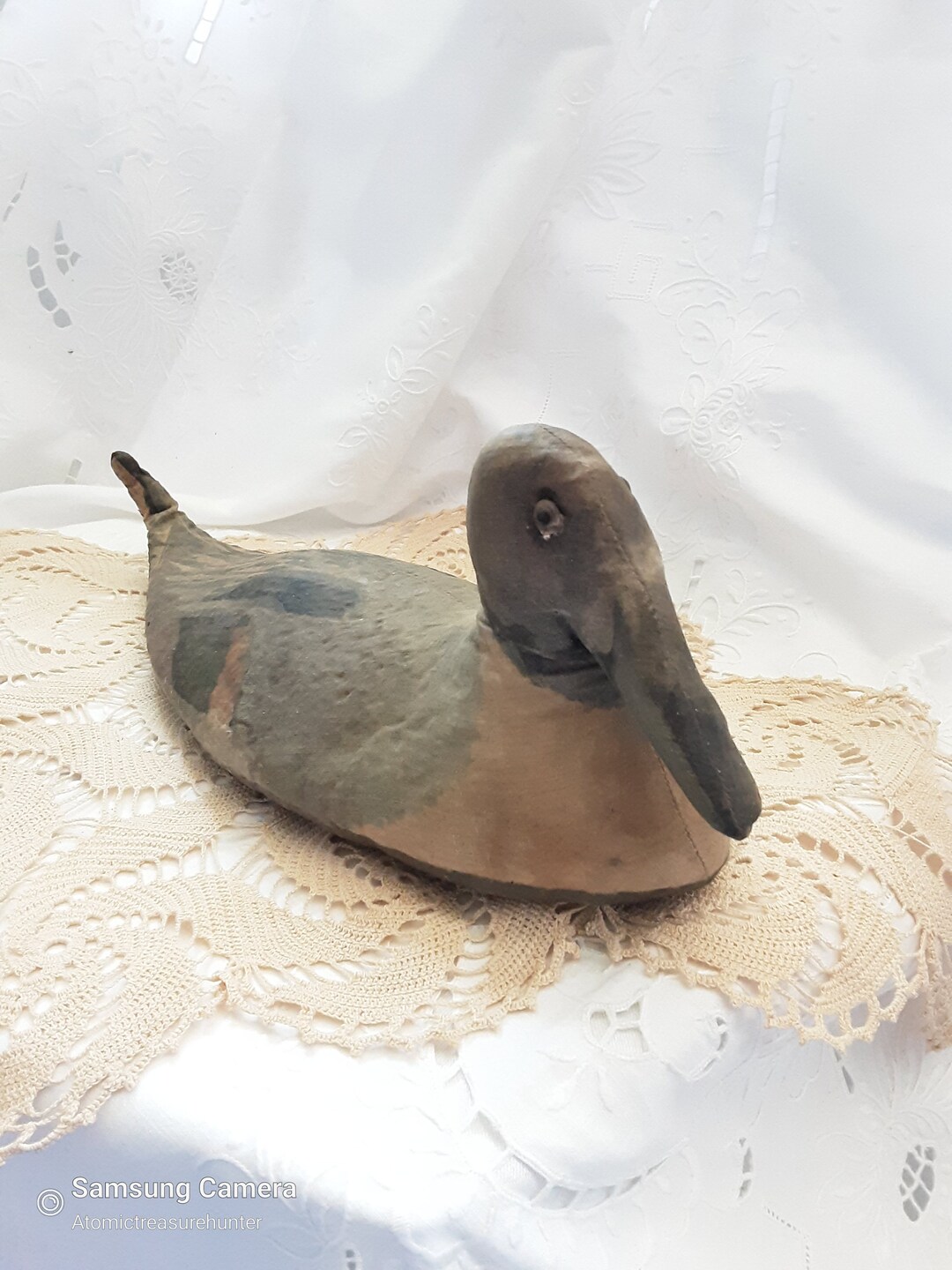 Canvas Duck Decoy Very Vintage Old Duck Rustic Cabin Decor Waxed / Oil