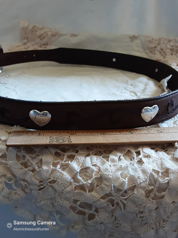 Vintage Belt * Western Silver tone Metal Buckle *… - image 4