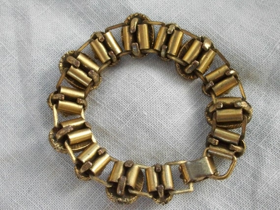 Vintage Scarab Bracelet ~ Faux Pearl ~ Link Style… - image 2