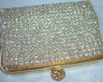 Vintage Rhinestone Purse ~ Formal ~ La Regal Jeweled bag ~ Wedding ~ Bride ~ Chic Gathering ~ Gold tone