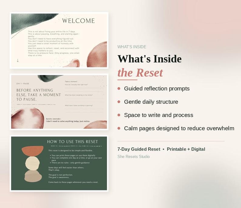 Soft Life Reset Planner – 7 Day Self-care Journal for Women (digital ...