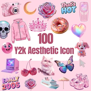 Y2K PNG Bundle, Retro 2000s Clipart, Flip Phone Computer Graphics (Digital Download)