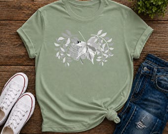 Comfort Colors® Leaf Print Tee,Vintage Pressed Flowers Shirt, Boho Cottagecore Shirt, Botanical Flower T-shirt, Floral Shirt for Gardeners