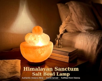 Luminária de Sal Rosa do Himalaia com Esferas de Cristal | Presente Ideal | Decoração para Quarto com Tema de Spa | Autêntica Mina de Khewra Esculpida à Mão