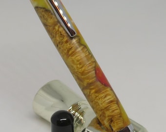 dy - Keenwood Handcrafted Handmade Hybrid Rollester Chrome with Black Cap Rollerball Pen