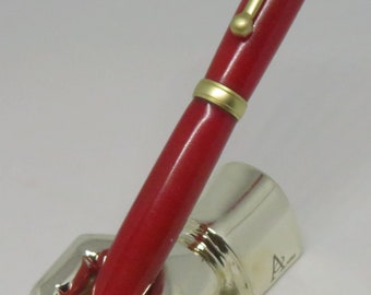 or - Keen Handcrafted Handmade Red Satin Gold Slimline Pen