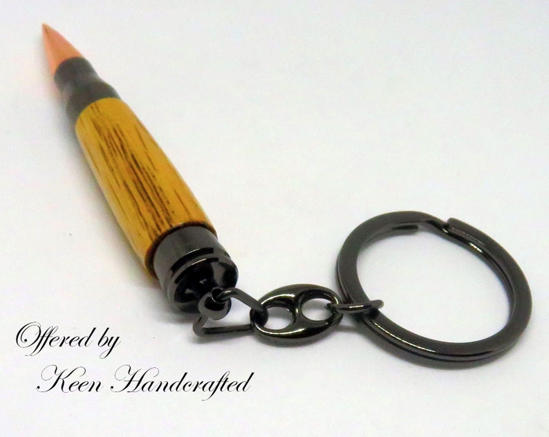 he Keen Handcrafted Handmade White Oak Gun Metal Key Ring image 2